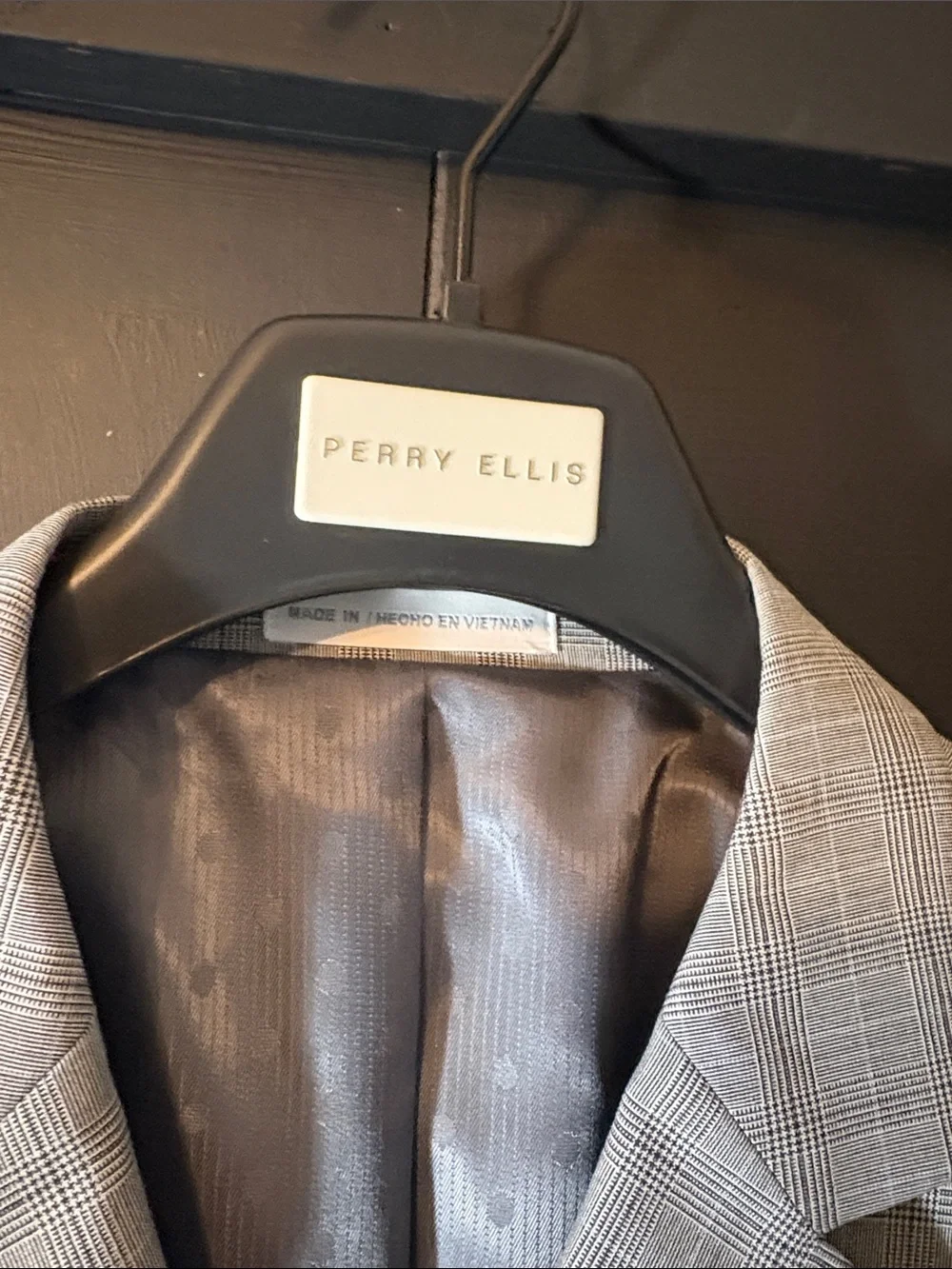 Perry Ellis Gray Glen Plaid Sport Coat